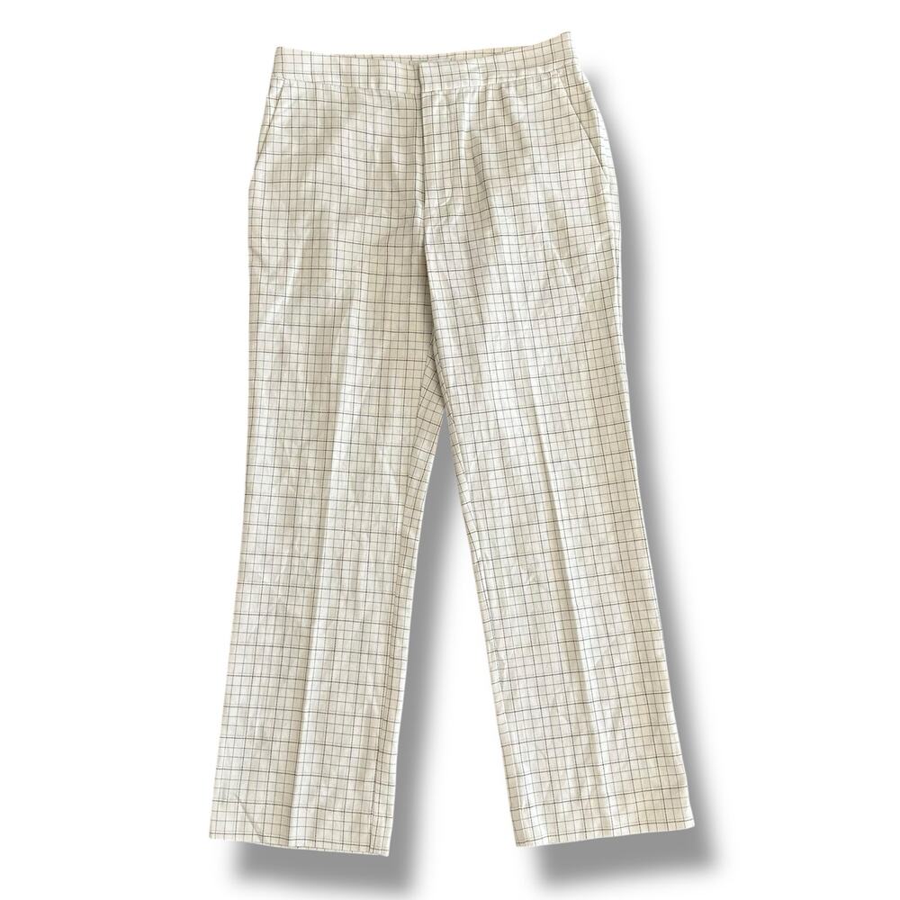 Joie Dicra Porcelain‎ Grid Check Straight Leg Pants Size 4 NWT